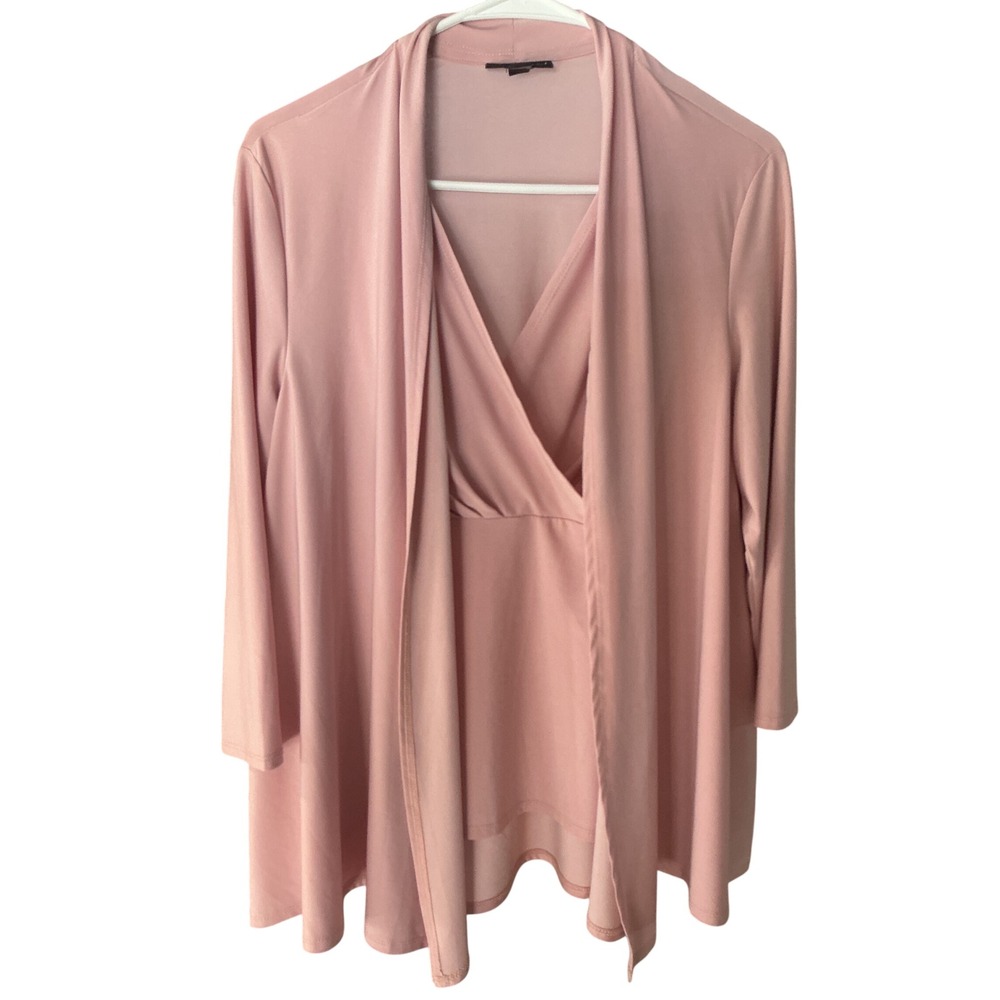 Antthony Original Pink 2 Piece Set Cardigan & Wrap Top Petite Large PL 15345